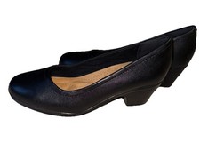 Clarks Women's Emily 2 Ruby Pump Size 7 NWOT Black Leather Block Heel Slip On