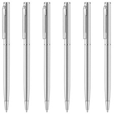 Slim Stainless Steel Retractable Ballpoint Pens, Nice Gift for Business Offic...