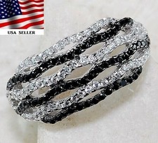 1CT Treated Black Sapphire  Topaz 925 Sterling Silver Ring Sz 7 UB2-9