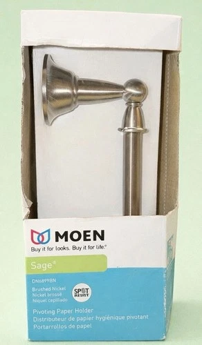 MOEN BRUSHED NICKEL TOILET PAPER HOLDER * SAGE COLLECTION DN6899BN * Brand New! - Picture 1 of 4