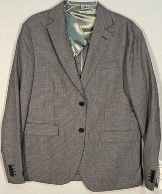 NWT Mizzen Main Blazer Mens 40R Gray Houndstooth Trim Fit Lanificio Di Tollengno