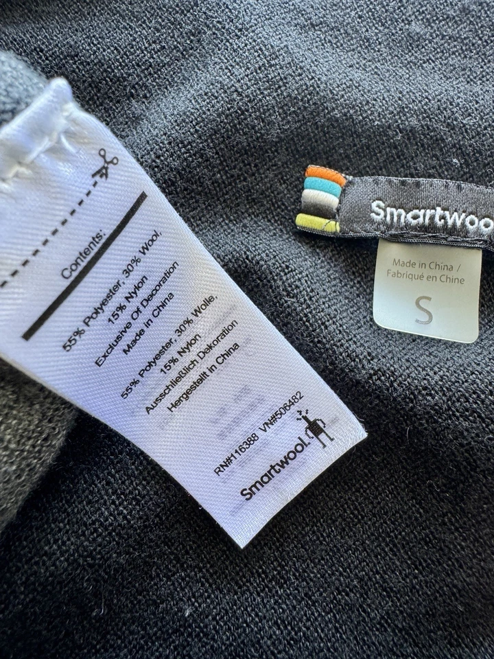 Suéter Smartwool Mujer Pequeño Negro Gris Envoltura Exterior Senderismo Boho Oficina Núcleo Foto 4 de 4