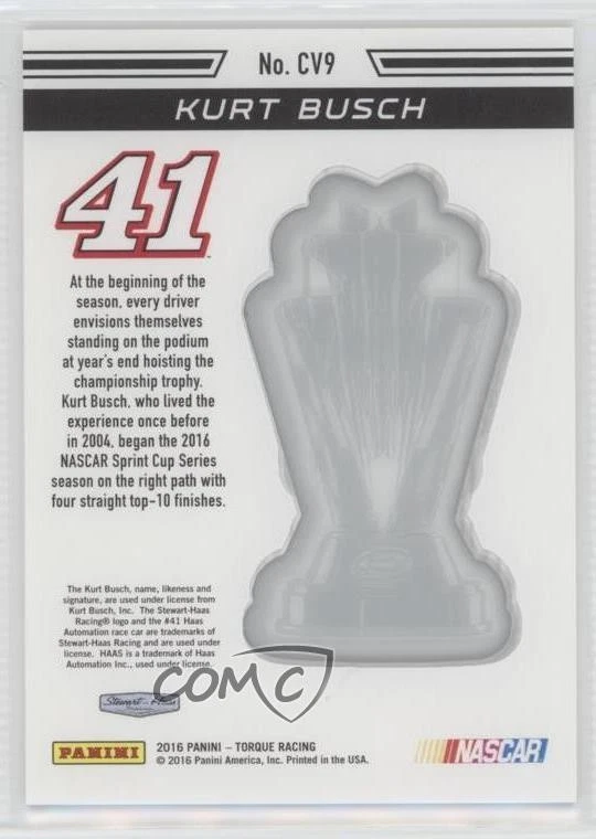 2016 Panini Torque Championship Vision Blue /99 Kurt Busch #CV9 - Image 2 of 2