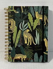 WILD AT HEART Hardcover Spiral Notebook Journal Green Lined Jungle Leopard