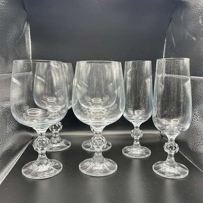 Set Of 6 Bohemian Crystal Claudia Lead Crystal 4  Wine Glasses 2 Champagne