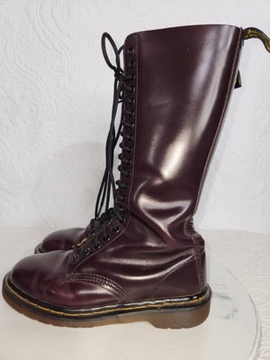 Vintage Dr Doc Martens 20 Eye Red Purple Boots UK 6 US 8 England  Leather 