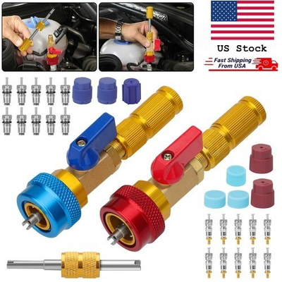 #ad #ad R134A AC Valve Core Remover Installer Tool Kit Leak Proof High Low Pressure $17.99