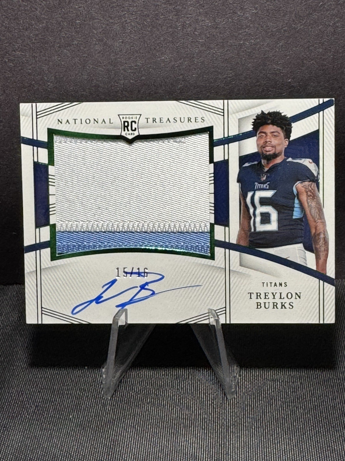 Treylon Burks Panini National Treasures Rookie Material Signature #TBU Numbers Green