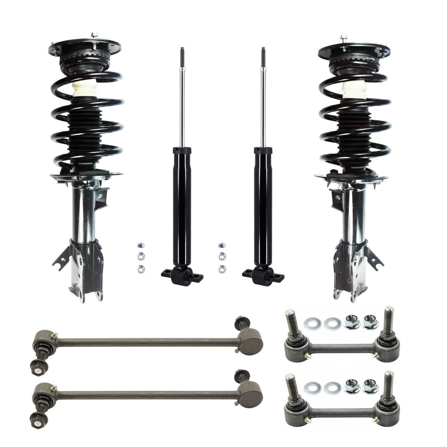 Front Struts w/Coil Spring Rear Shocks Sway Bars Set 8 for 13-18 Ford Fusion FWD