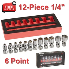 Astro Pneumatic 7412 1/4" Drive 12 Piece Metric Flex Socket Set 6 Point - Metric