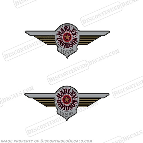 Fits Harley Davidson Fatboy Motorcycle Decal Set x2 Fuel Tank Decals Silver Red - Picture 1 of 1