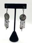 Dyed Grayish Black Abalone Shell Chandelier Earrings In Gun Metal Gray