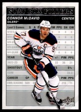 Connor McDavid 2023-24 Upper Deck Series 1 Stat Box Fillers RC #SB-21 Edmonton