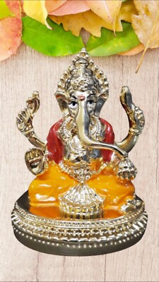 24 kt Gold bedeckt auf Marmor kleines Ganesha Murati / Ganesha Idol / Größe 3 Zoll 