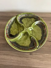 vintage Divided Leaf Platter Dish Santa Anita Ware R152 Cali Pottery 60s 70s