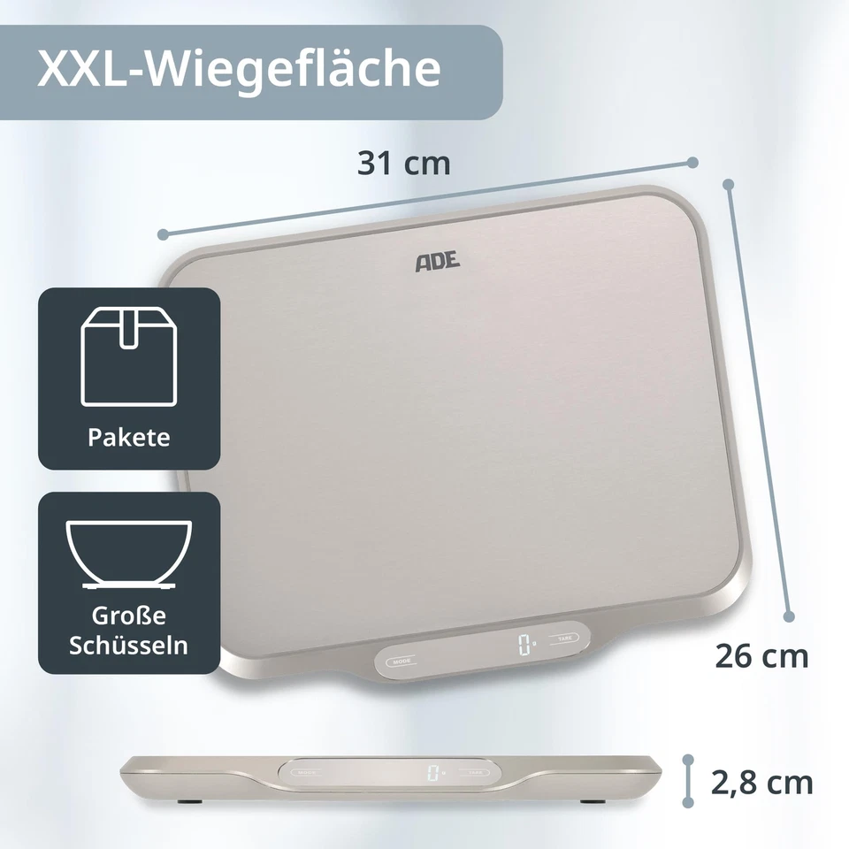 Extra große Küchenwaage digital bis 15kg | Küchenwaage große Wiegefläche 26x3... - Bild 3 von 4