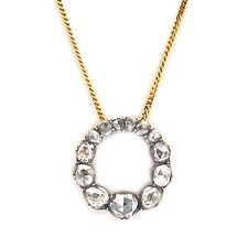 Antique diamond necklace with wreath pendant in 585 gold and silver around 1900