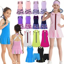 Kinder Mädchen Tennis Set Sportkleid Golf Tennisrock Skort Mit Racerback Uniform