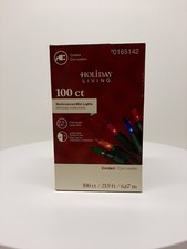 HOLIDAY LIVING 100Ct Incandescent Multicolored Mini Lights,Green Wire CHRISTMAS