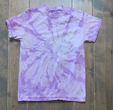 Gildan Unisex Kids Short Sleeve Crew-Neck Purple  White Tye Dye T-Shirt Size: S
