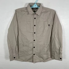 Dutch Bros Shirt Mens XL Tan Button Up Outdoor Safari Canvas Cotton Pockets
