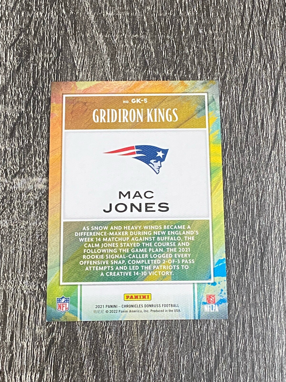 2021 Chronicles Gridiron Kings Mac Jones RC GK5 New England