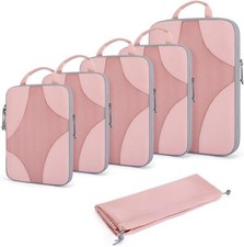 BAGSMART Compression Packing Cubes for Travel, Compressible 6 Set, Baby Pink