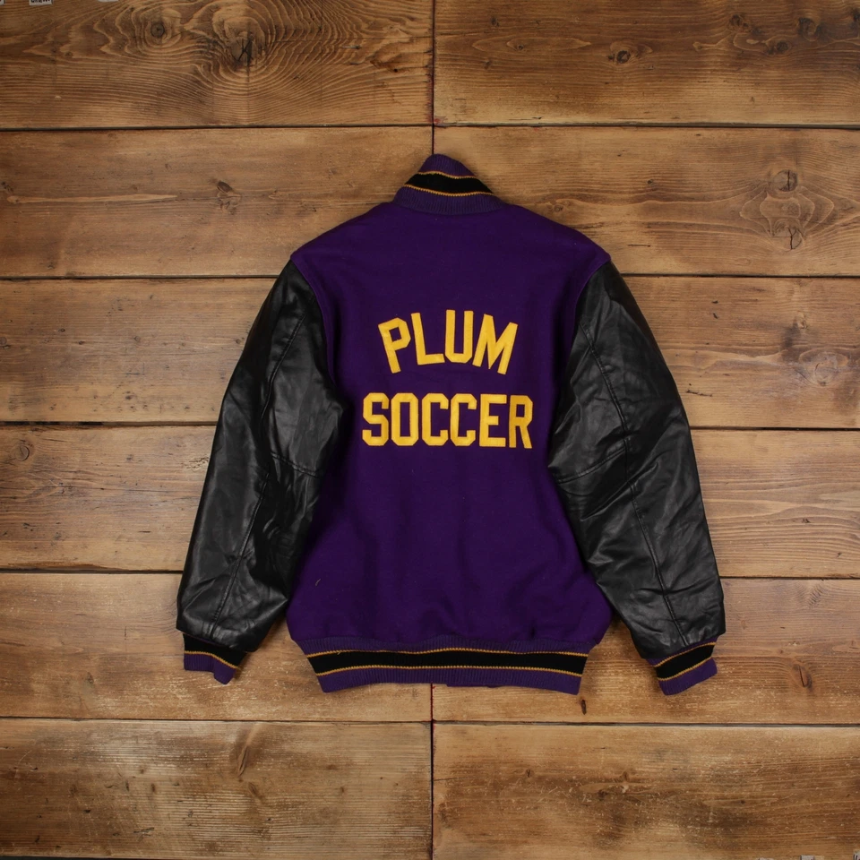 Vintage Neff Varsity Jacket M Letterman Football Purple - Image 3 of 4