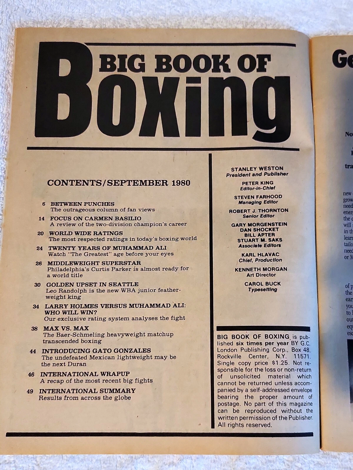 Big Book of Boxing September 1980 Ali vs. Holmes Cover Newsstand Ed. FINE - 画像3/5
