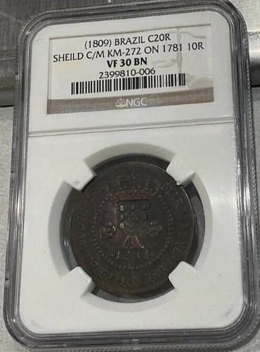1809 Brazil C20R Reis Shield NGC VF30 BN KTM-272 ON 1781 10R