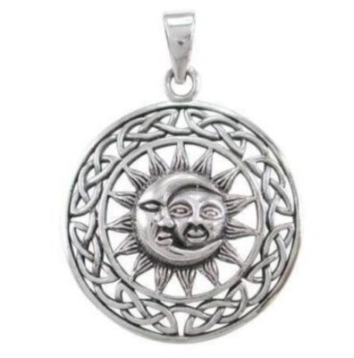 Sonne & Mond Silber Amulett Anhänger Pendant 925 Celtic Kette Sterlingsilver Sun