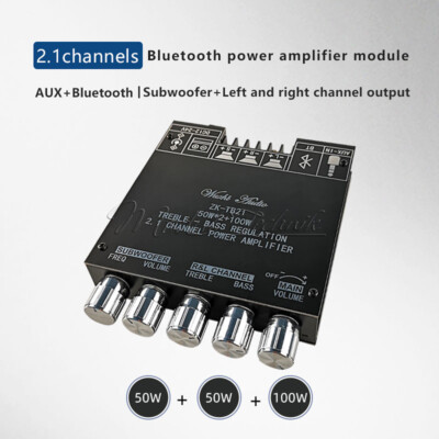 TPA3116D Bluetooth 5.0 Digital Amplifiers Board 2.1 Channel Audio 2*50W+100W AUX