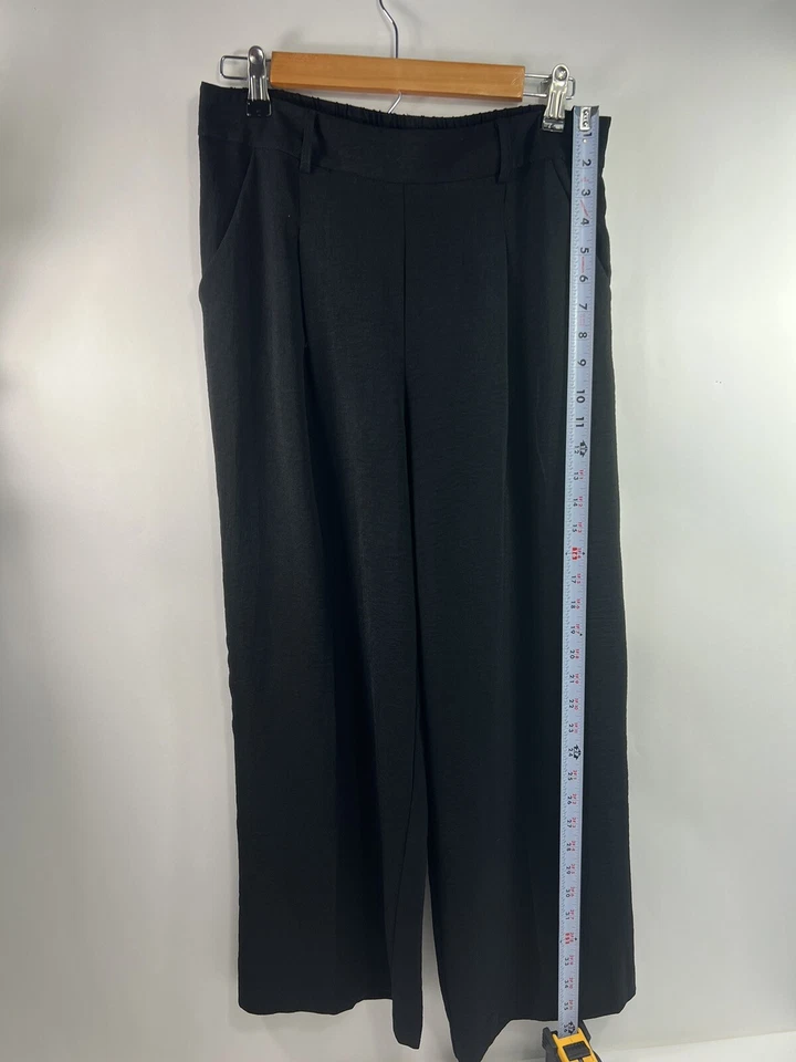 Nicole Miller Pants Women's Sz M Black Pull On Elastic Back Waist Pleated Front - Image 3 of 4