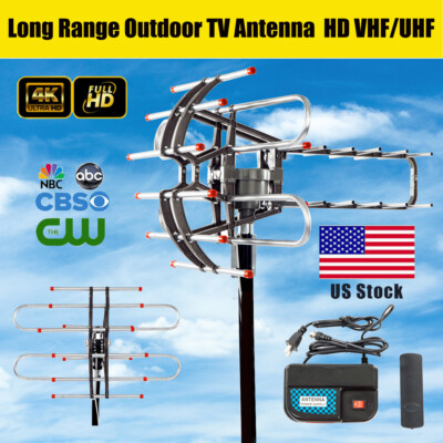 HDTV 1080P Outdoor Amplified Digital Antenna 360 Rotor HD TV UHF VHF FM 950 Mile