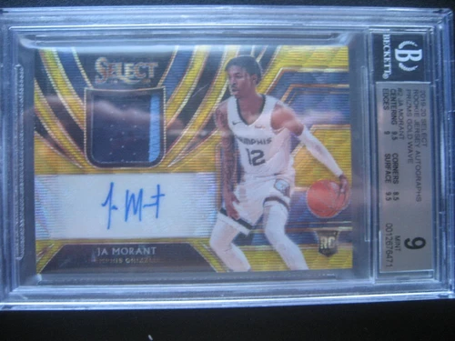 2019-20 Panini Select Rookie Jersey Prizm Gold Ja Morant Rc BGS 9 Mint Auto 10