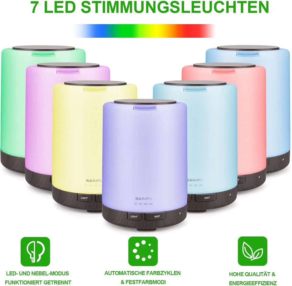 Aroma Diffuser 300ml Leiser Ultraschall Luftbefeuchter Duftöl Diffuser Wasserlos - Bild 2 von 4