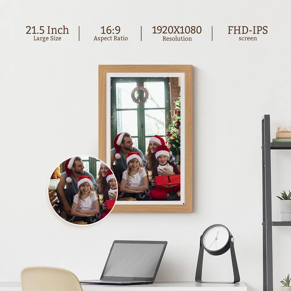 Large Digital Picture Frame 21.5 Inch 1920 x 1080 IPS FHD Screen 32GB WiFi - Image 2 of 4