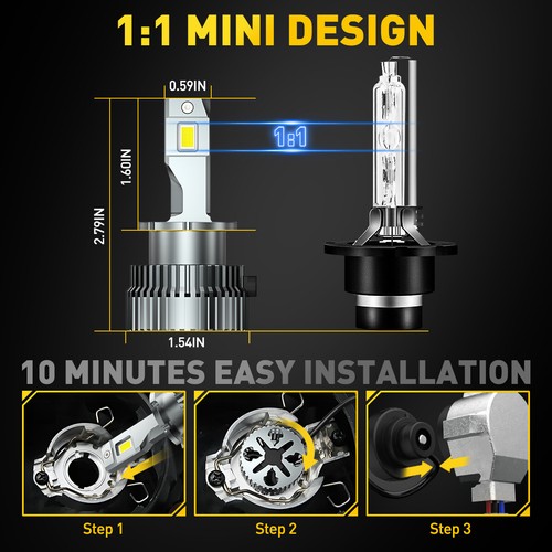 4X D2S/D2R/D2H/D2C LED Headlight Bulbs 6000K White Xenon HID Replacement Light - Picture 5 of 10