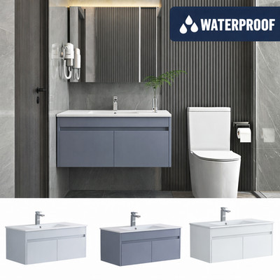 Wand-Waschtischunterschrank Amur 900 mm 100 % wasserdicht mit Becken - 3 Farben zur Auswahl