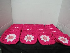 Lot of 20 5  Crochet Granny Squares Blocks, Floral Pattern, Lt. DK. Pink, White
