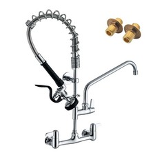 CENOSA Commercial Sink Faucet Wall Mount with Pre-Rinse Sprayer