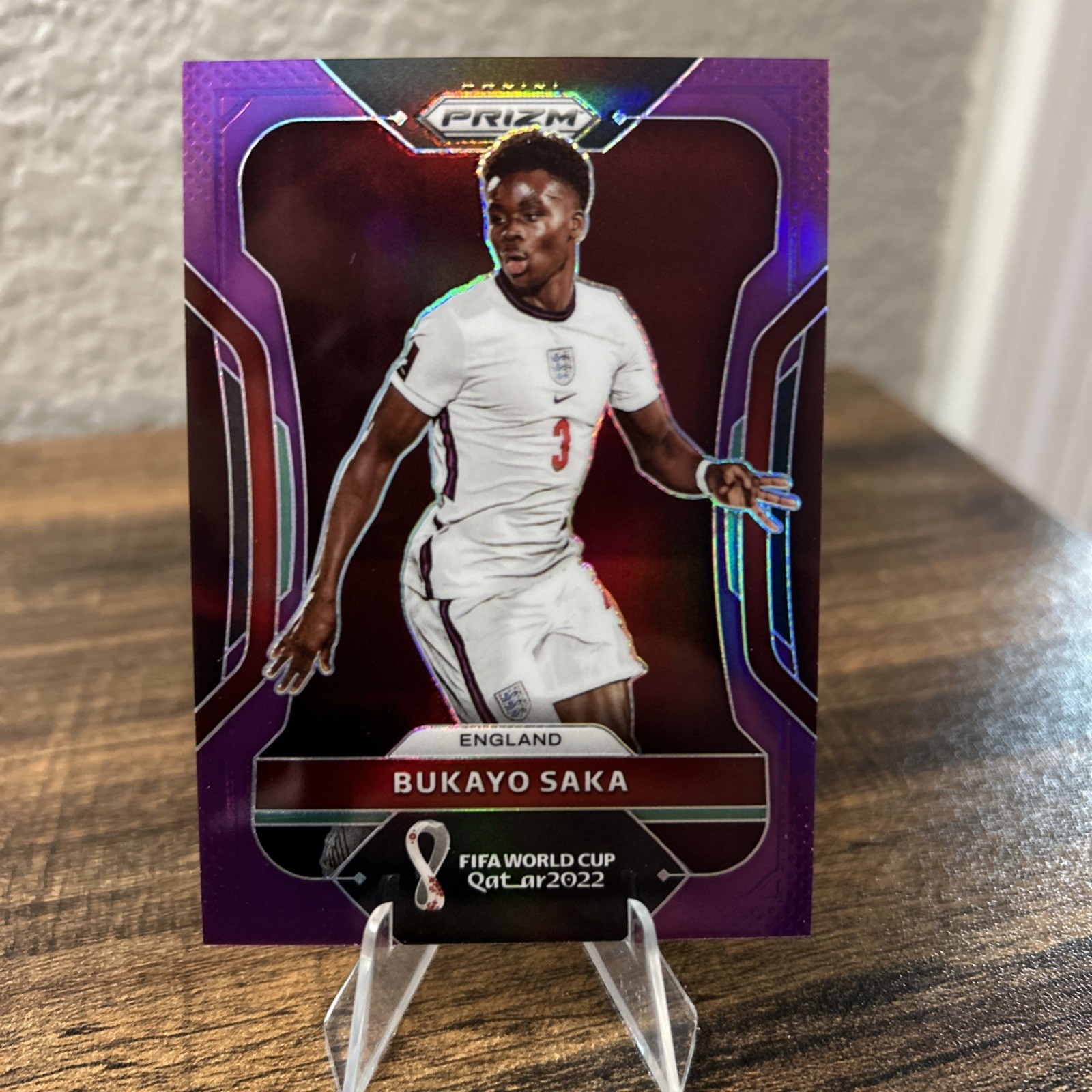 Bukayo Saka 2022 Panini Prizm FIFA World Cup Qatar Purple Prizm /199 #84