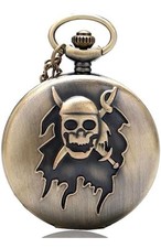 Pirate Mens Unisex Steampunk Bronze Tone Pocket Watch. Quartz .Pendant Gift