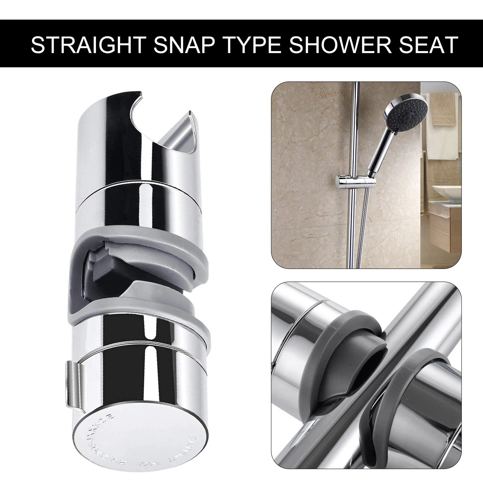 Adjustable Universal 18-25mm Chrome Shower Rail Head Slider Holder Bracket