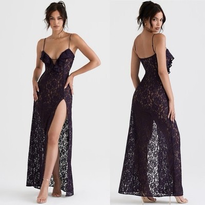 'Malia' Night Shade Lace Maxi Dress