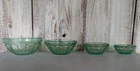 Vintage Green Depression Glass Nesting Bowls Set of 4 Small Paneled Free Ship!