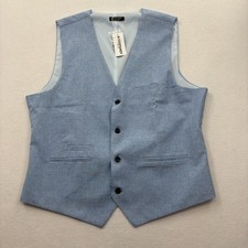 COOFANDY Men Light Blue Dress Suit Vest Waistcoat Formal Wedding Size Large NWT