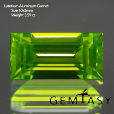 Cut stone - LuAG Lutetium Aluminum Garnet Yellow lab grown Baguette 10x5mm 3.5ct