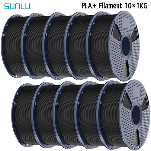 SUNLU 10×1KG PLA+ Black Fillament For 3D Printer 1.75mm +/-0.02mm Lot Of 10