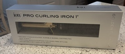 NEW Ion Golden Titanium Pro Curling Iron 1  Adjustable Settings Up To 450F